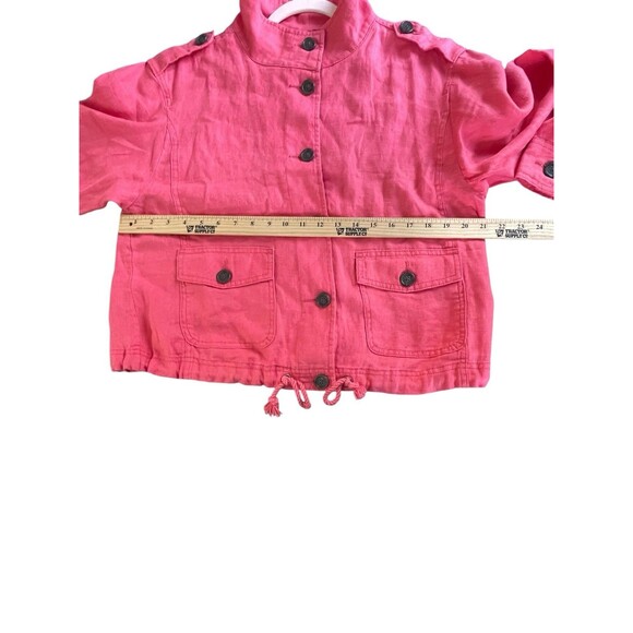 Talbots Washed‎ Linen Jacket Size MP Coral 100% Linen Pockets Lightweight - Picture 9 of 11